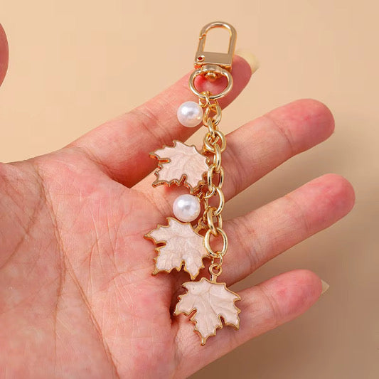 Pearl Leaf Bag Charm