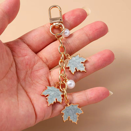 Pearl Leaf Bag Charm